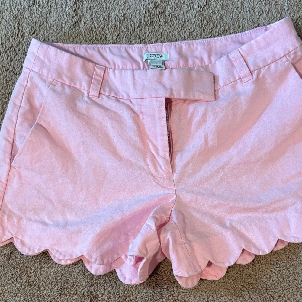 J. Crew Light Pink Scalloped Hem Cotton Shorts